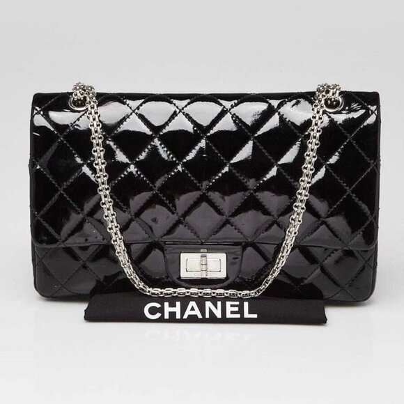 Chanel Black 2.55 Reissue Quilted Classic Patent Leather 227 Jumbo Flap Bag - Picture 11 of 11